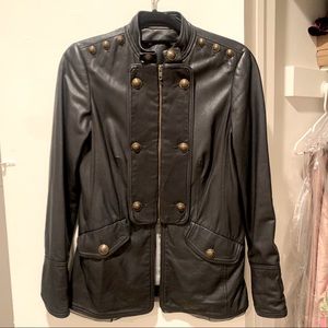 Diane Von Furstenberg Military Leather Jacket